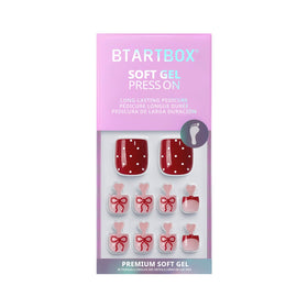 BTArtbox Press On Toenails Scarlet Getaway Pedi with nail file and wooden stick
