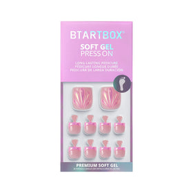 BTArtbox Press On Toenails Shell Glow Pedi nail file and wooden stick