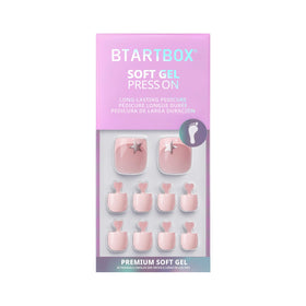 BTArtbox Press On Toenails Short Square French Tip close-up view