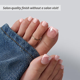 BTArtbox Press On Toenails Short Square French Tip nail file and accessories