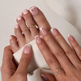 BTArtbox Press On Toenails Short Square French Tip size comparison