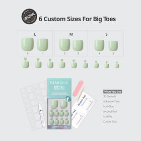 BTArtbox Press On Toenails showing various sizes