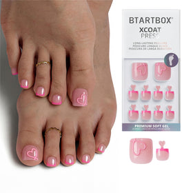 BTArtbox Press On Toenails Soft Romance hot pink French tip front view