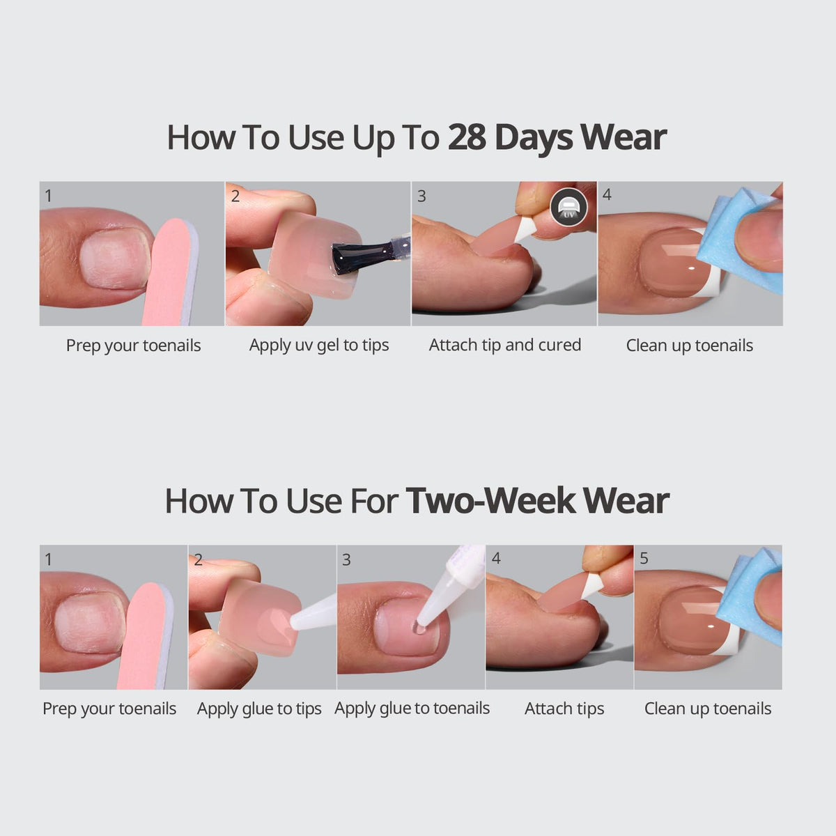 BTArtbox Press On Toenails user manual and accessories