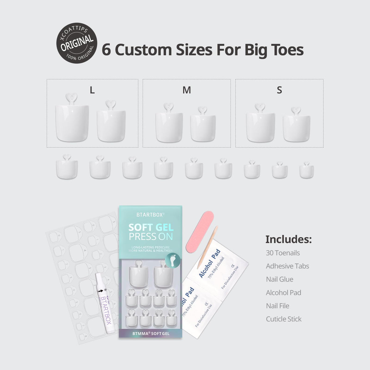 BTArtbox Press On Toenails with nail glue and accessories