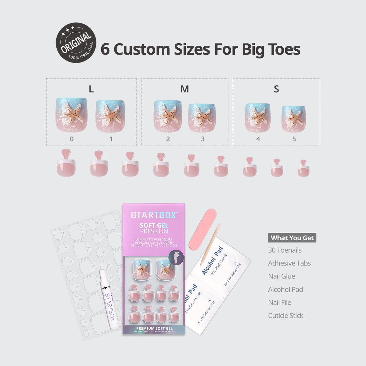 BTArtbox Press On Toenails with nail glue and accessories