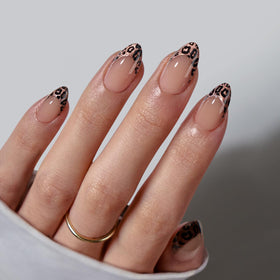 BTArtbox Wild Cheetah Press On Nails front view with short almond shape