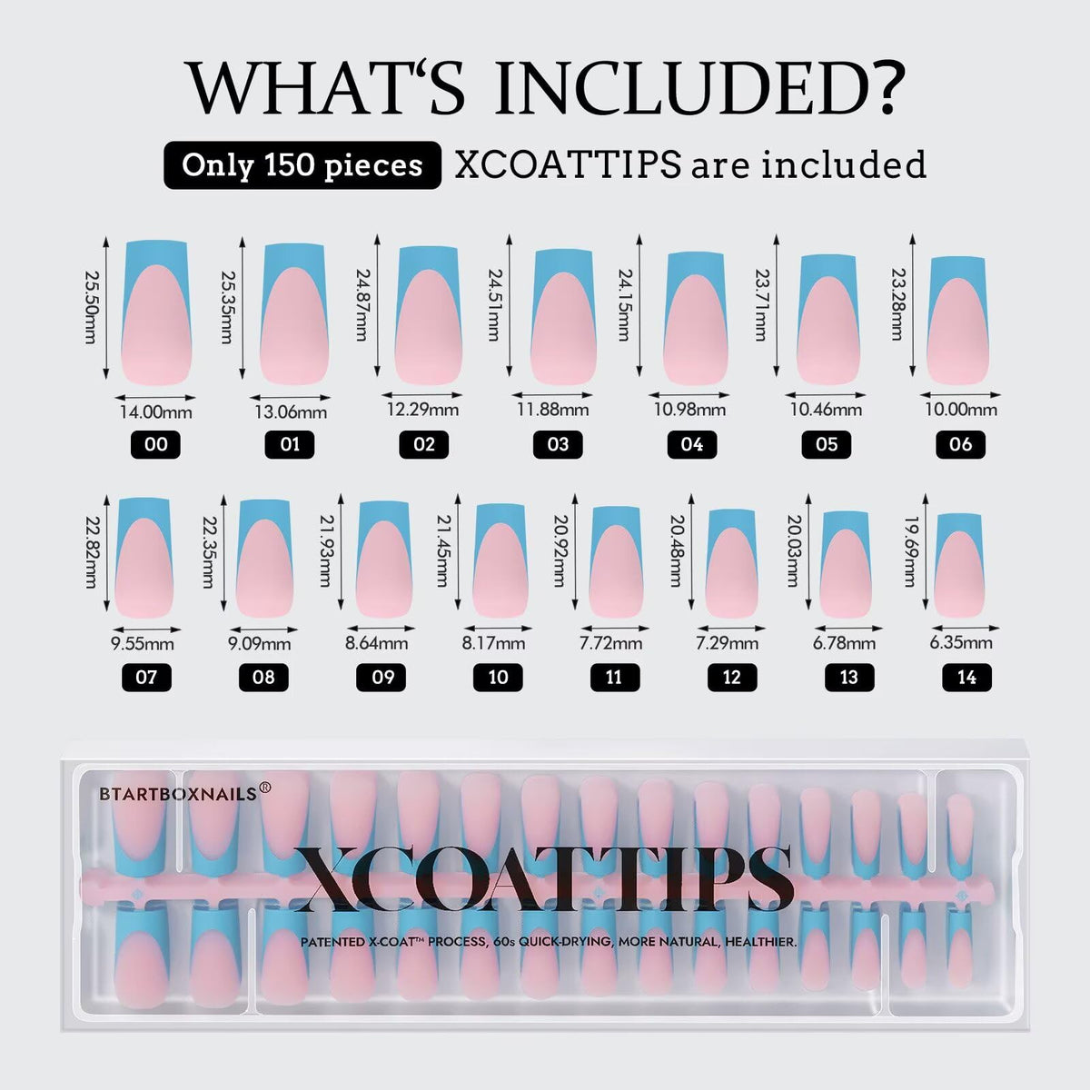 BTARTBOXNAILS Blue French Tip Press On Nails application process