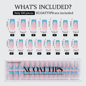 BTARTBOXNAILS Blue French Tip Press On Nails application process