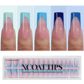 BTARTBOXNAILS Blue French Tip Press On Nails front view