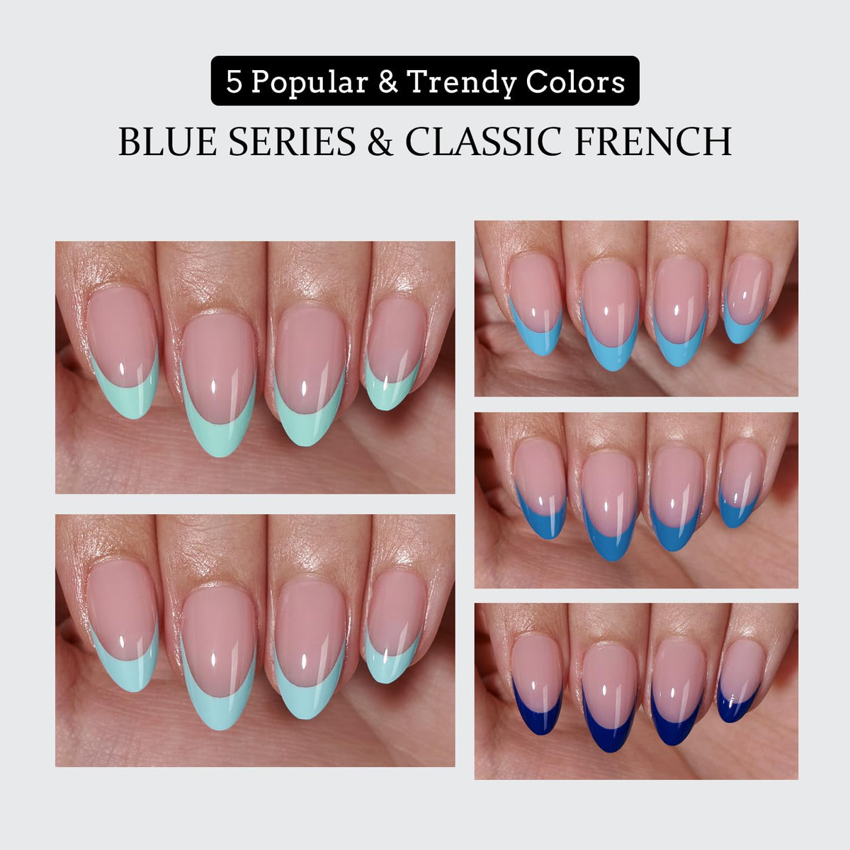 BTARTBOXNAILS Blue French Tip Press On Nails packaging