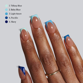 BTARTBOXNAILS Blue French Tip Press On Nails packaging