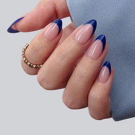 BTARTBOXNAILS Blue French Tip Press On Nails side view