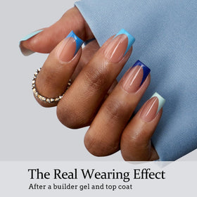 BTARTBOXNAILS Blue French Tip Press On Nails side view