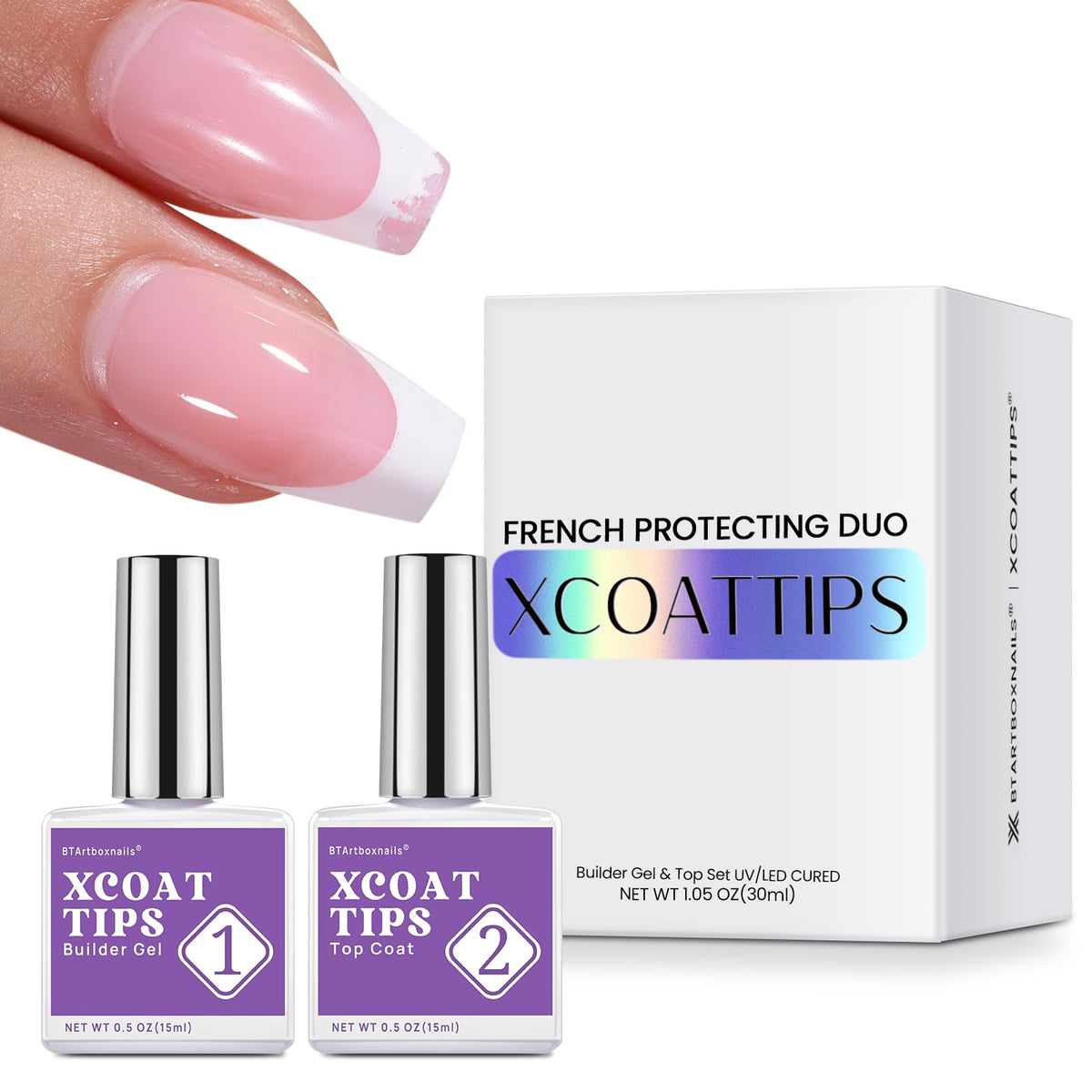 BTARTBOXNAILS French Protection DUO Builder Gel and Top Coat 15ML front view
