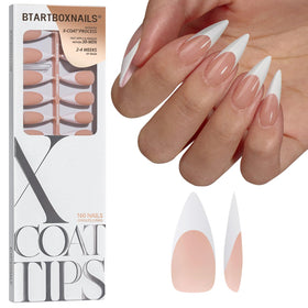 BTARTBOXNAILS French Tip Press On Nails front view, peach colour