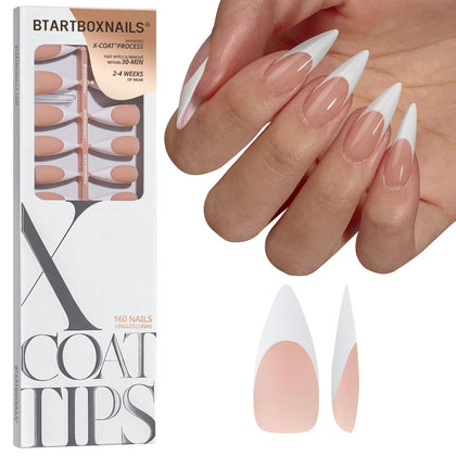 BTARTBOXNAILS French Tip Press On Nails front view, peach colour