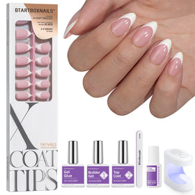BTARTBOXNAILS French Tip Press On Nails S Almond Pink front view