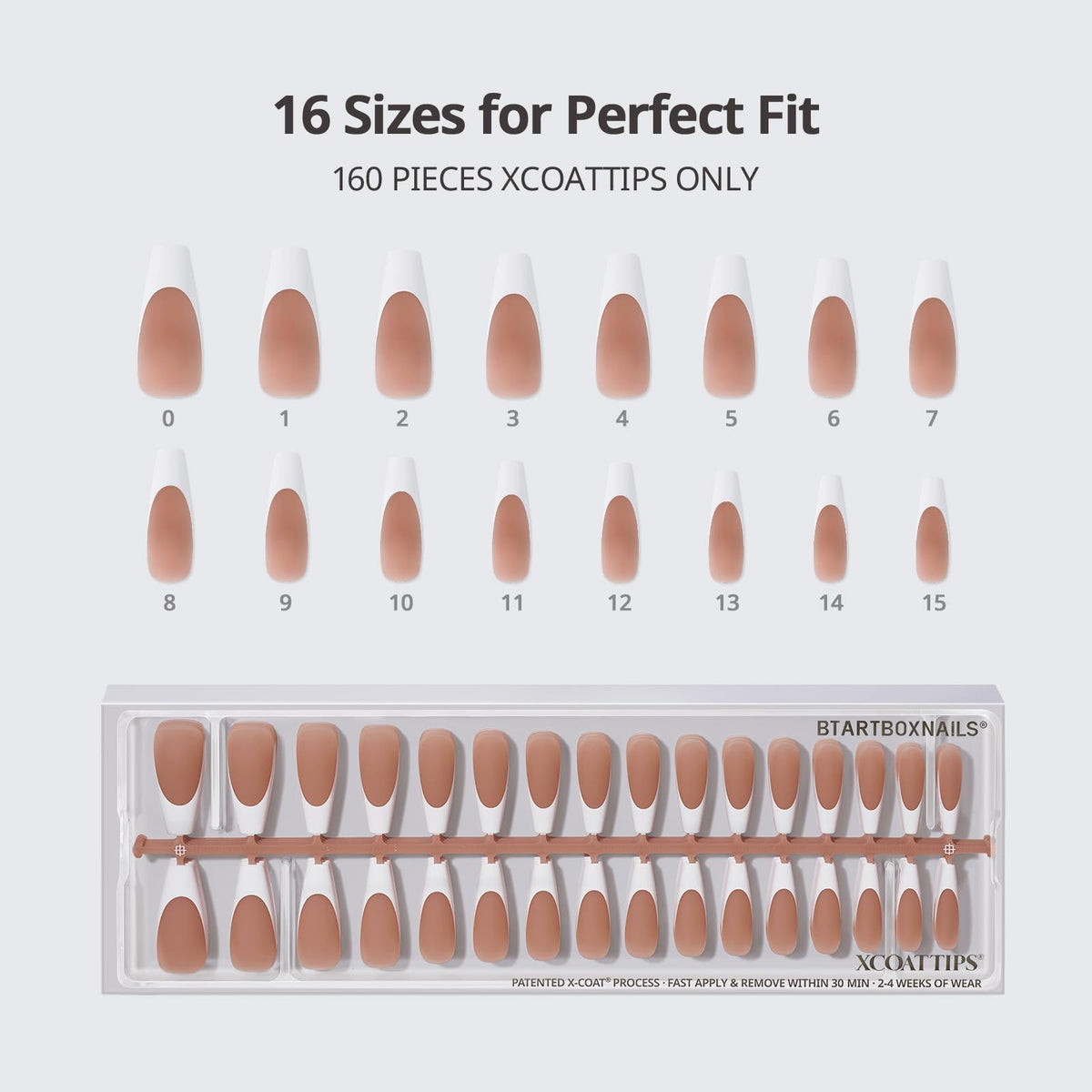 BTARTBOXNAILS French Tip Press On Nails with application tools