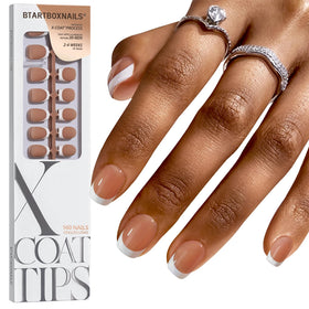BTARTBOXNAILS French Tip Press On Nails XS Squoval Brown front view