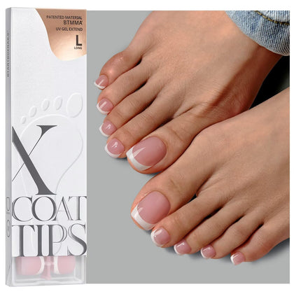 BTARTBOXNAILS French Tip Press On Toenails in pink, front view