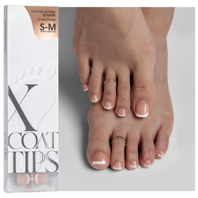BTARTBOXNAILS French Tip Press On Toenails nude squoval shape front view