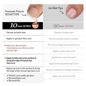 BTARTBOXNAILS French Tip Press On Toenails size options laid out