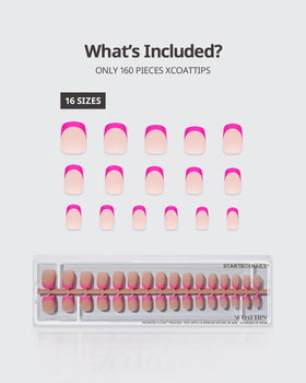 BTARTBOXNAILS Pastel French Tip Press On Nails displayed with nail care accessories