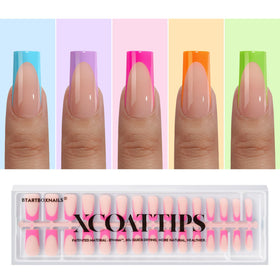 BTARTBOXNAILS Pastel French Tip Press On Nails front view