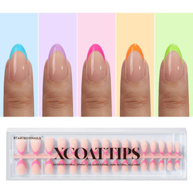 BTARTBOXNAILS Pastel French Tip Press On Nails front view in peach
