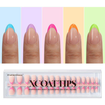 BTARTBOXNAILS Pastel French Tip Press On Nails front view in peach