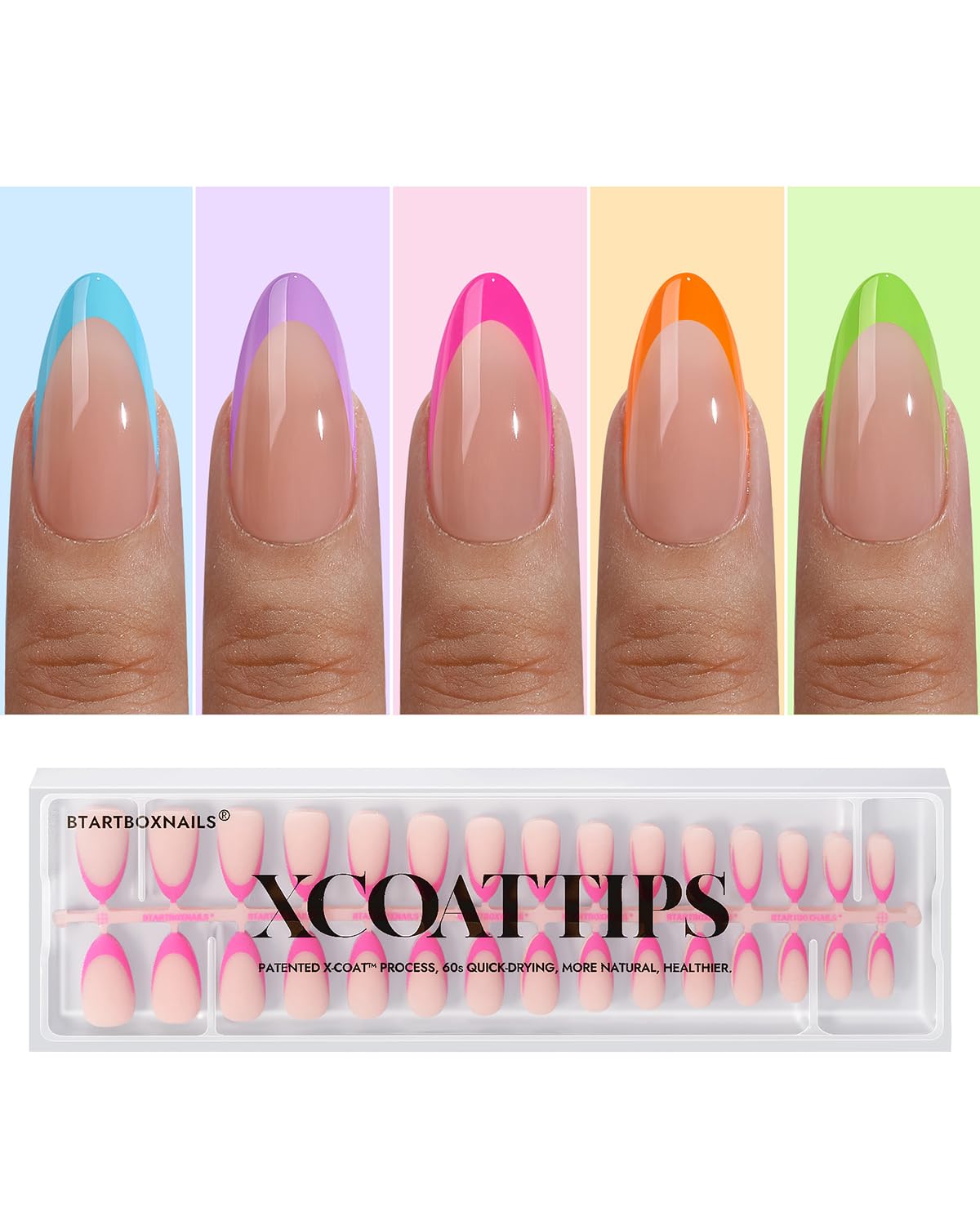 BTARTBOXNAILS Pastel French Tip Press On Nails front view in peach