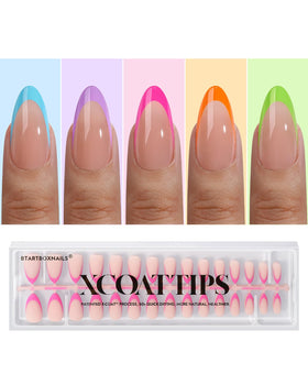 BTARTBOXNAILS Pastel French Tip Press On Nails front view in peach