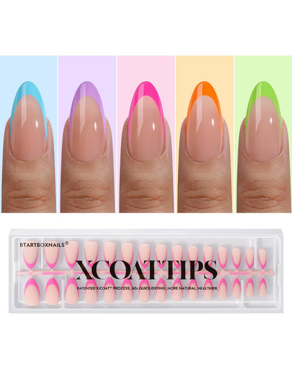 BTARTBOXNAILS Pastel French Tip Press On Nails front view in peach