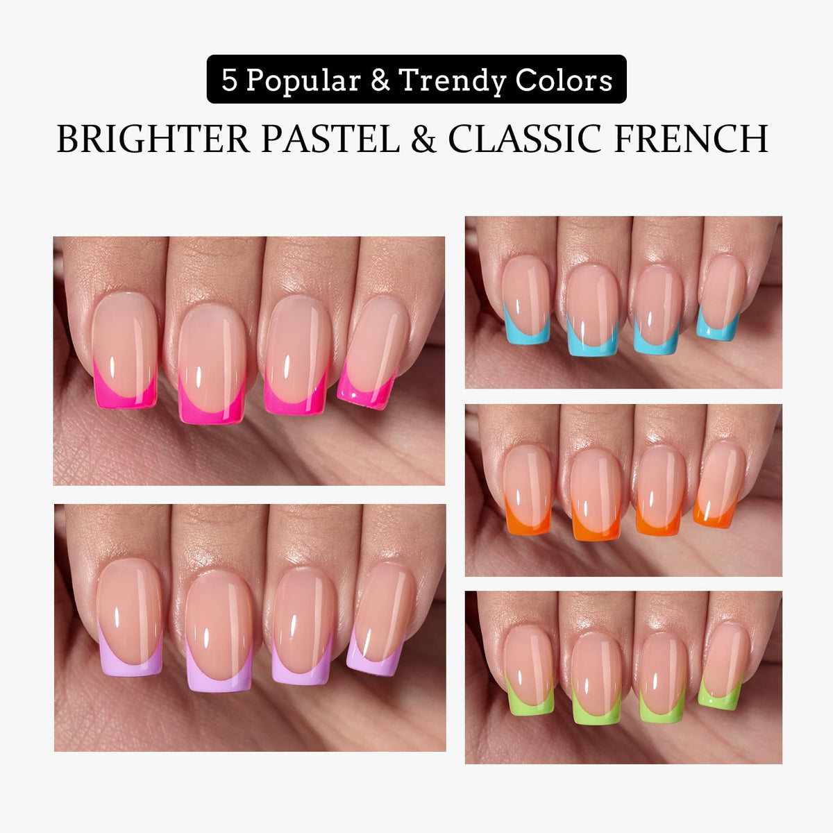BTARTBOXNAILS Pastel French Tip Press On Nails, Peach close-up
