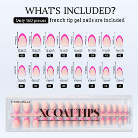 BTARTBOXNAILS Pastel French Tip Press On Nails showing size options