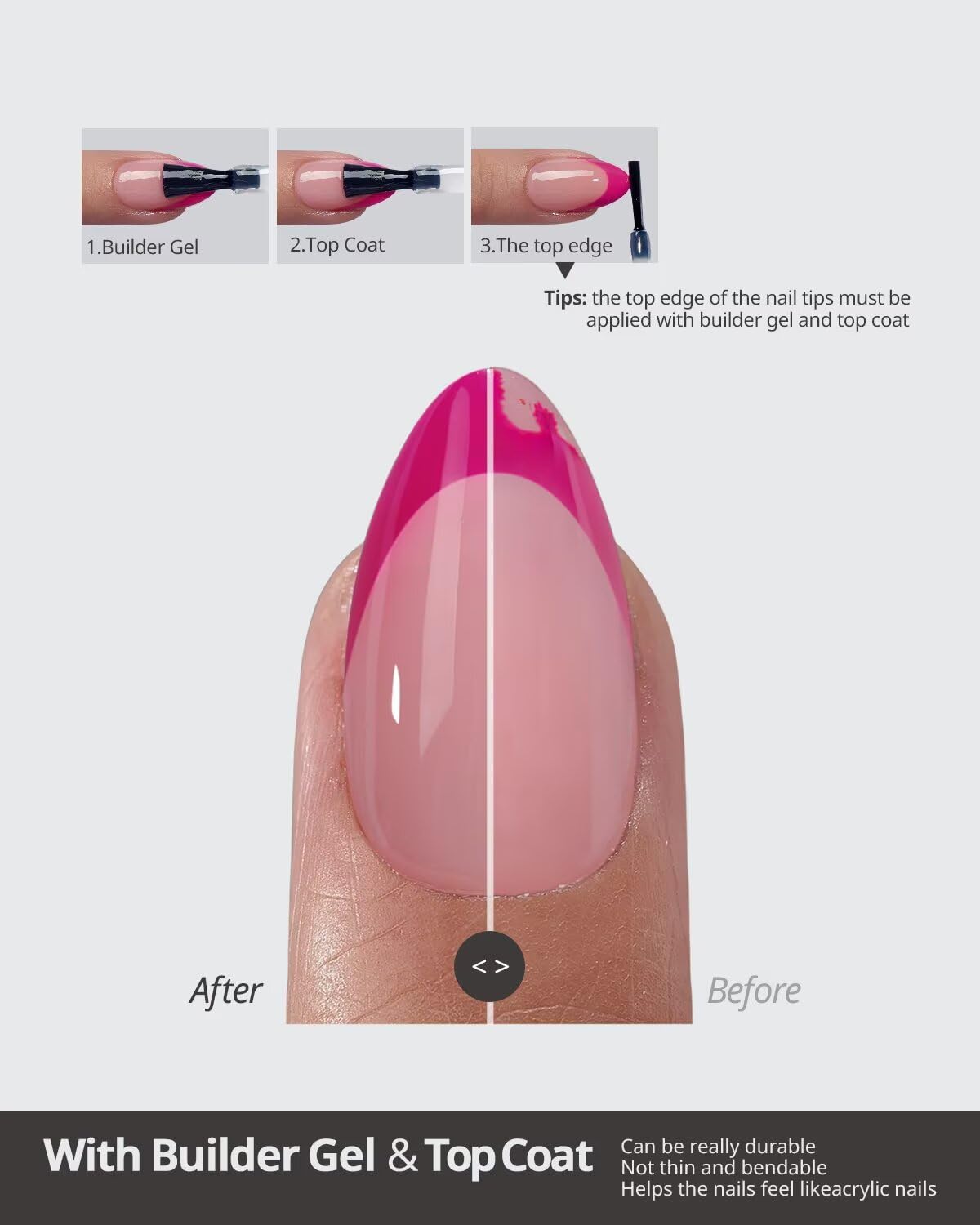BTARTBOXNAILS Pink French Tip Press On Nails application process