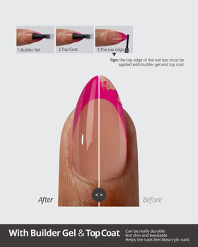 BTARTBOXNAILS Pink French Tip Press On Nails applied on hands