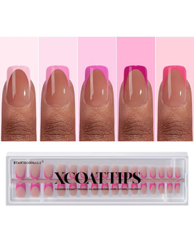 BTARTBOXNAILS Pink French Tip Press On Nails front view