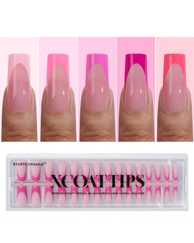 BTARTBOXNAILS Pink French Tip Press On Nails front view