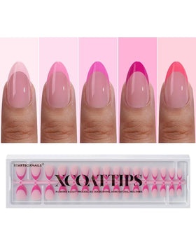 BTARTBOXNAILS Pink French Tip Press On Nails front view