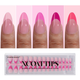 BTARTBOXNAILS Pink French Tip Press On Nails front view