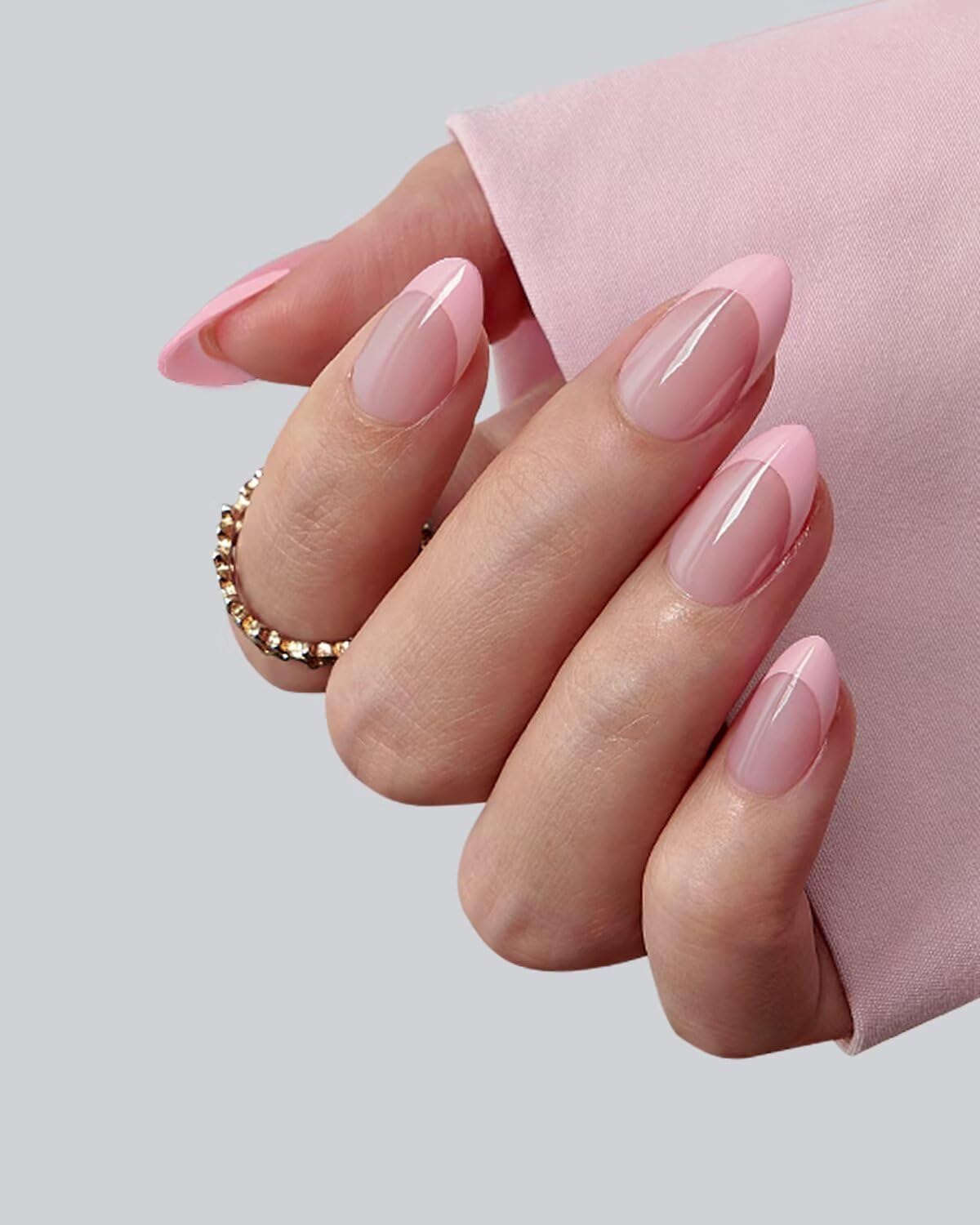 BTARTBOXNAILS Pink French Tip Press On Nails side view