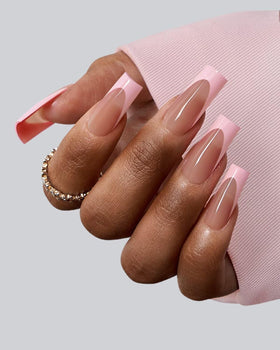 BTARTBOXNAILS Pink French Tip Press On Nails side view