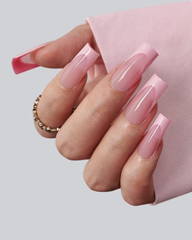 BTARTBOXNAILS Pink French Tip Press On Nails side view