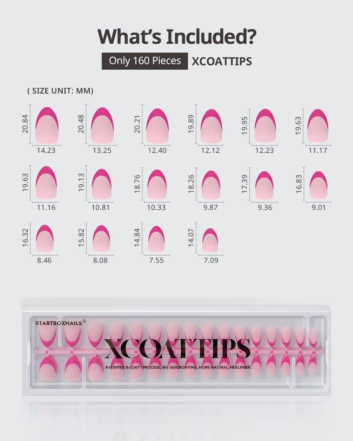 BTARTBOXNAILS Pink French Tip Press On Nails with accessories