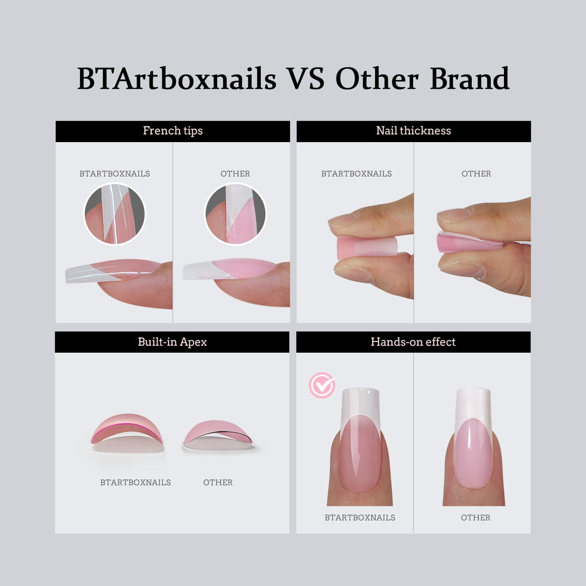 BTARTBOXNAILS press on nails in use on a hand