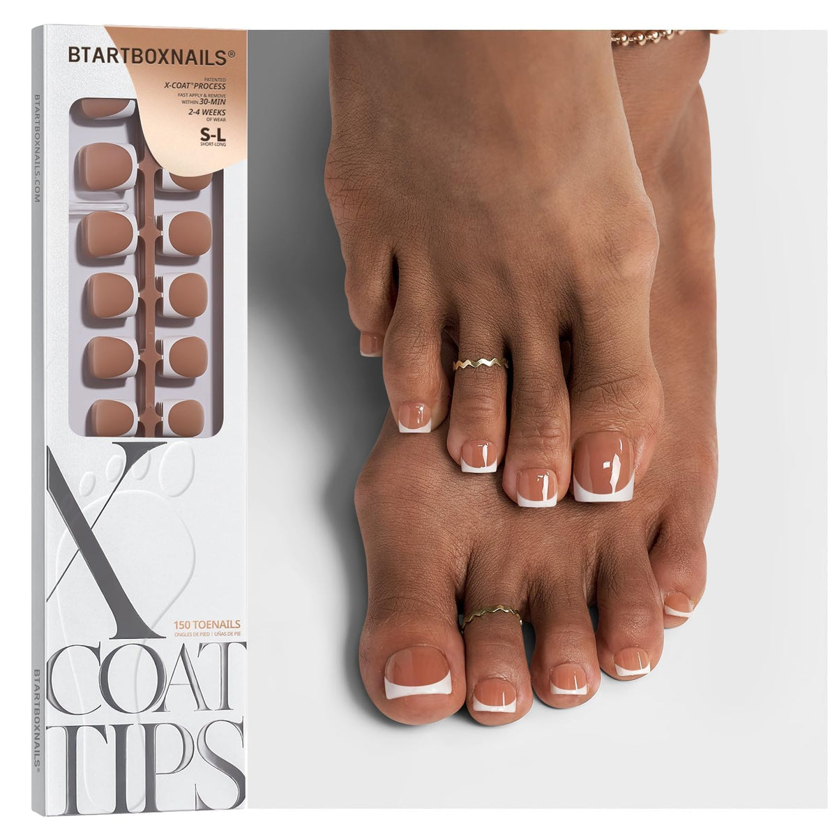 BTARTBOXNAILS Press-On Toe Nails in brown base front view