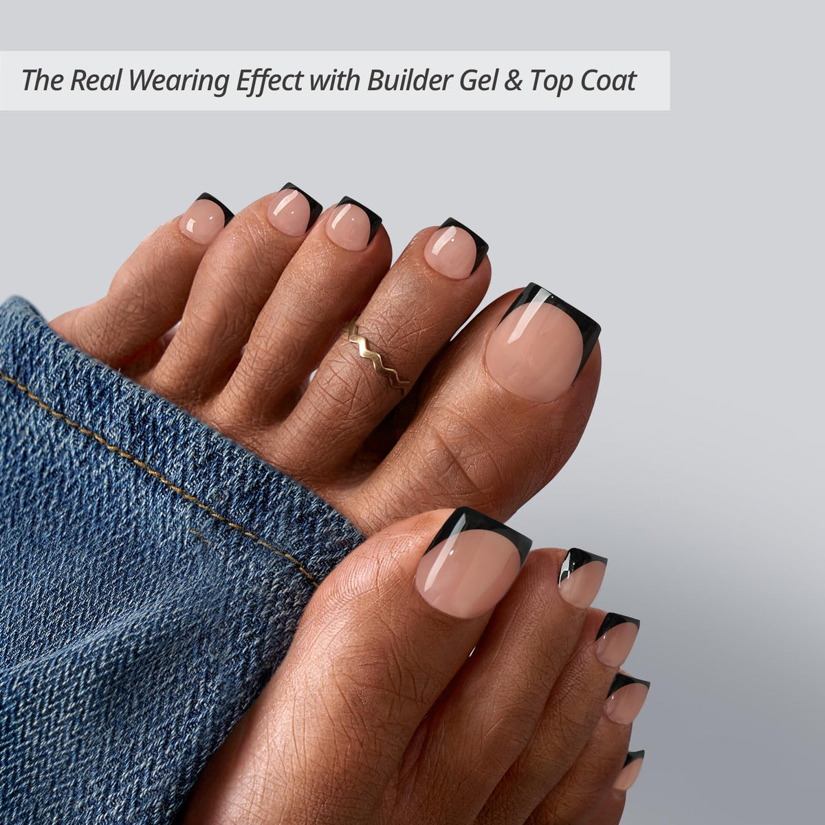 BTARTBOXNAILS Press-On Toe Nails peach base close-up