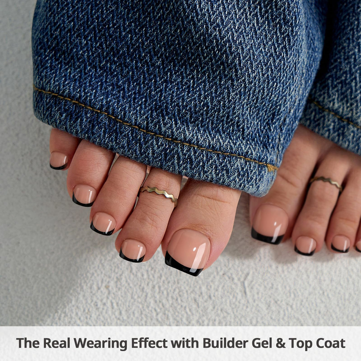 BTARTBOXNAILS Press-On Toe Nails Squoval Peach Base lifestyle scene
